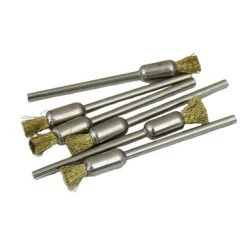 Brass Wire End Brushes On 3/32 Inch Mandrels Length 1/4 Inch Diameter 3/8 Inch Pack Of 12