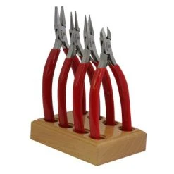Four Ergonomic Pliers 5 1/2 Inches On Wood Stand