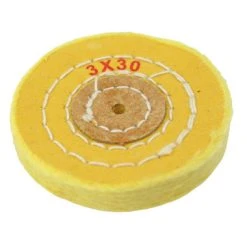 3 Inch Yellow Treated Muslin Polishing Buff 3 Rows Stitching With Leather Center -The Beadsmith Shop yellow polishing buff 17.651photo3 63965.1658872040