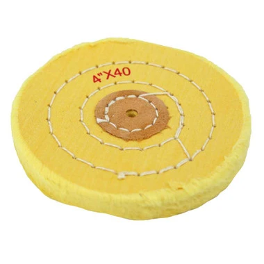 4 Inch Yellow Treated Muslin Polishing Buff 3 Rows Stitching With Leather Center-91363 3 4 Inch Yellow Treated Muslin Polishing Buff 3 Rows Stitching With Leather Center-91363 - Image 3