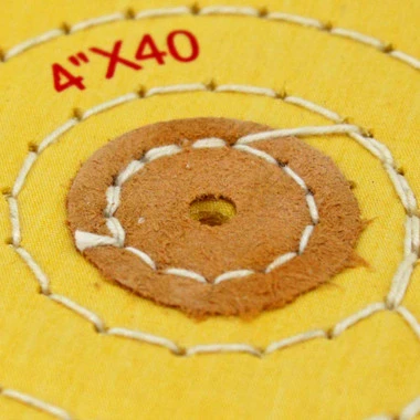 4 Inch Yellow Treated Muslin Polishing Buff 3 Rows Stitching With Leather Center-91363 4 4 Inch Yellow Treated Muslin Polishing Buff 3 Rows Stitching With Leather Center-91363 - Image 4