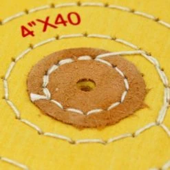 4 Inch Yellow Treated Muslin Polishing Buff 3 Rows Stitching With Leather Center-91364 -The Beadsmith Shop yellow polishing buff 17.653photo4 07523.1658872052