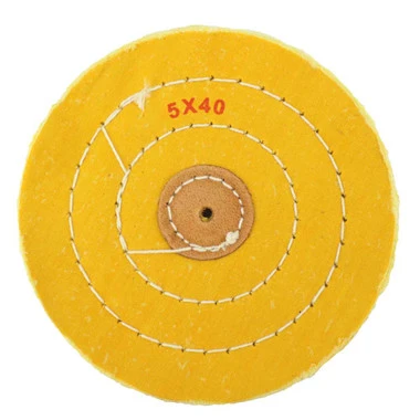 5 Inch Yellow Treated Muslin Polishing Buff 3 Rows Stitching With Leather Center-93083 2 5 Inch Yellow Treated Muslin Polishing Buff 3 Rows Stitching With Leather Center-93083 - Image 2