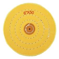Yellow Treated Polishing Buff 6 Inch Diameter- Choose Ply Thickness-91367